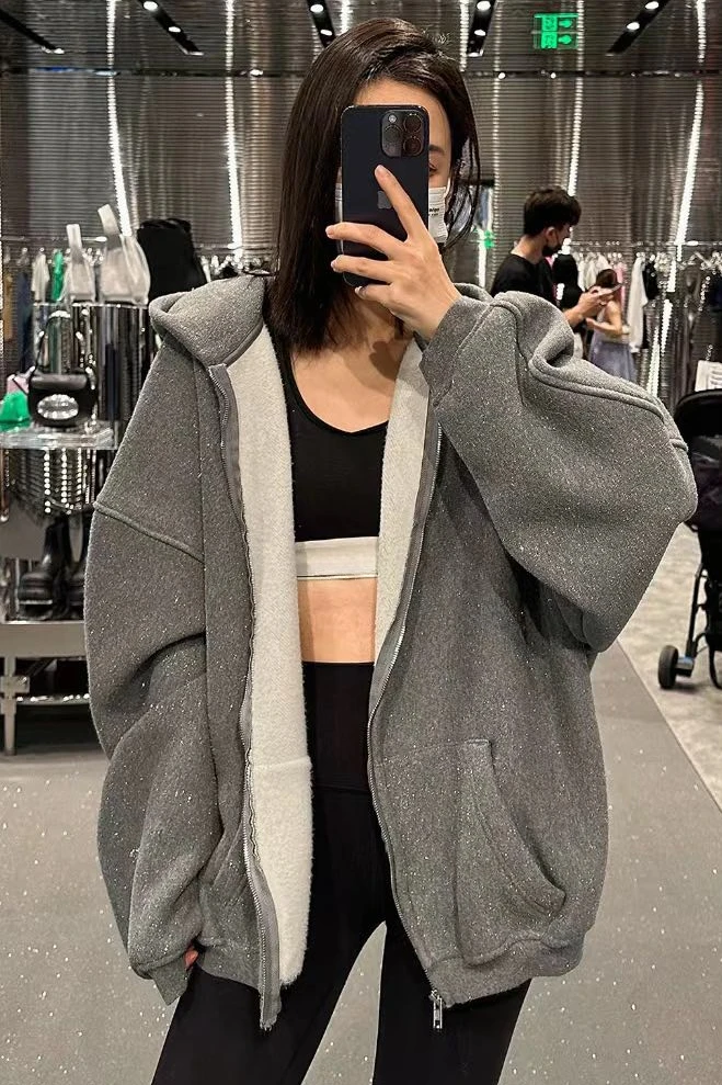 156418 156419 Fashion Classic Trendy Luxury Design Autumn/Winter Sporty New Star Print Fleece Loose Zipper Coat Jacket Female A2
156418 156419 Fashion Classic Trendy Luxury Design Autumn/Winter Sporty New Star Print Fleece Loose Zipper Coat Jacket Female A2