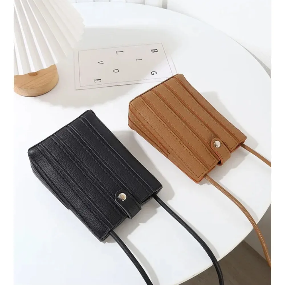 

Striped PU Leather Mobile Phone Purse INS Fashion Shoulder Bag Lightweight Cell Phone Bag Small Wallet 가방 сумка bolsa cartera