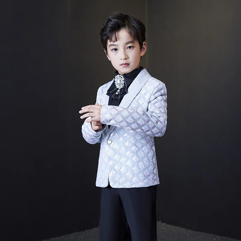 Child White Square Sequin Suit Set Flower Boy Host Piano British Performance Wedding Costume Kids Blazer Collar Flower Outfit
Child White Square Sequin Suit Set Flower Boy Host Piano British Performance Wedding Costume Kids Blazer Collar Flower Outfit