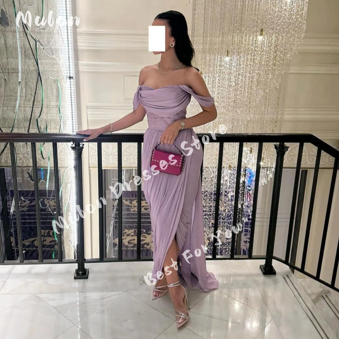 Off Shoulder Pleated Light Purple Prom Dresses Sleeveless Front Slit Party Gown Elegant Formal Occasion Dress Evening Gown
Off Shoulder Pleated Light Purple Prom Dresses Sleeveless Front Slit Party Gown Elegant Formal Occasion Dress Evening Gown