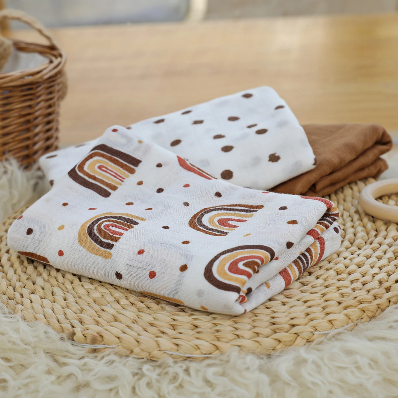 

Newborn Muslin Swaddle Blanket 70% Bamboo 30% Cotton Baby Swaddle for Girls & Boys Soft Baby Bath Towel Cute Infants Baby Bibs