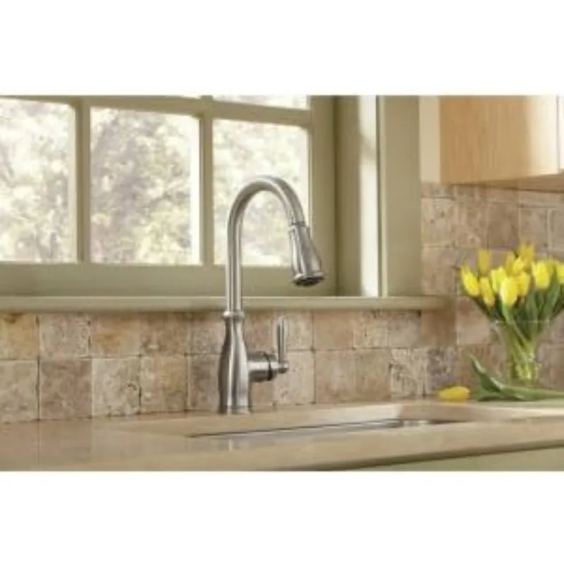 Moen 7185SRS Brantford One Handle High Arc Pulldown Kitchen Featuring Reflex Faucet, Spot Resist Stainless
Moen 7185SRS Brantford One Handle High Arc Pulldown Kitchen Featuring Reflex Faucet, Spot Resist Stainless