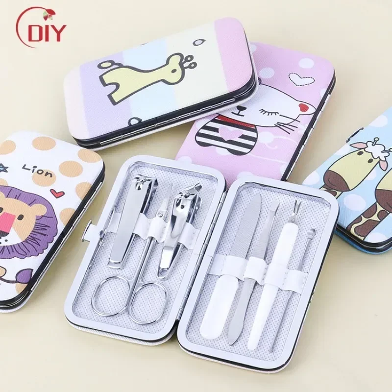 

7Pcs/Set Professional Nail Cutter Cute Cartoon Nail Clipper Set Portable Splashproof Nail Clipper DIY Manicure Tool Home