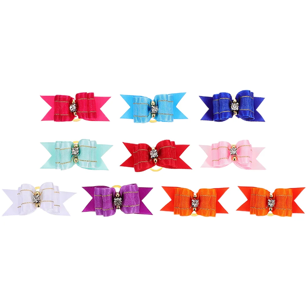 

10pcs Halloween Dog Hair Bows Pets Animals Hair Bow Ties with Rubber Band Hair Accessories Mixed Color