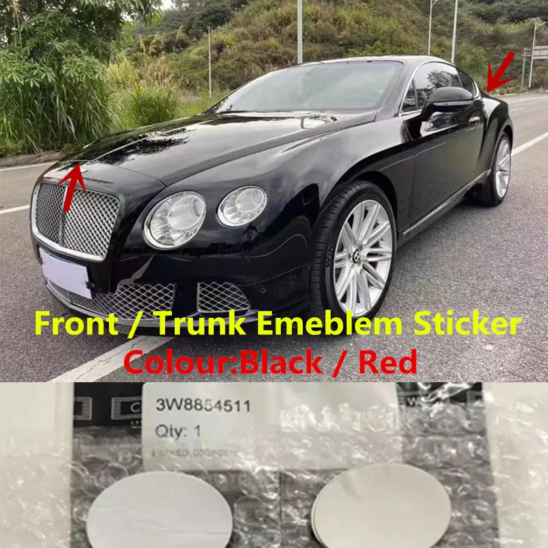 

Engine hood logo Sticker 32x42mm Trunk Emblem Sticker 37x48mm For Continental GT Flying spur 2009-2017 Car Accessories