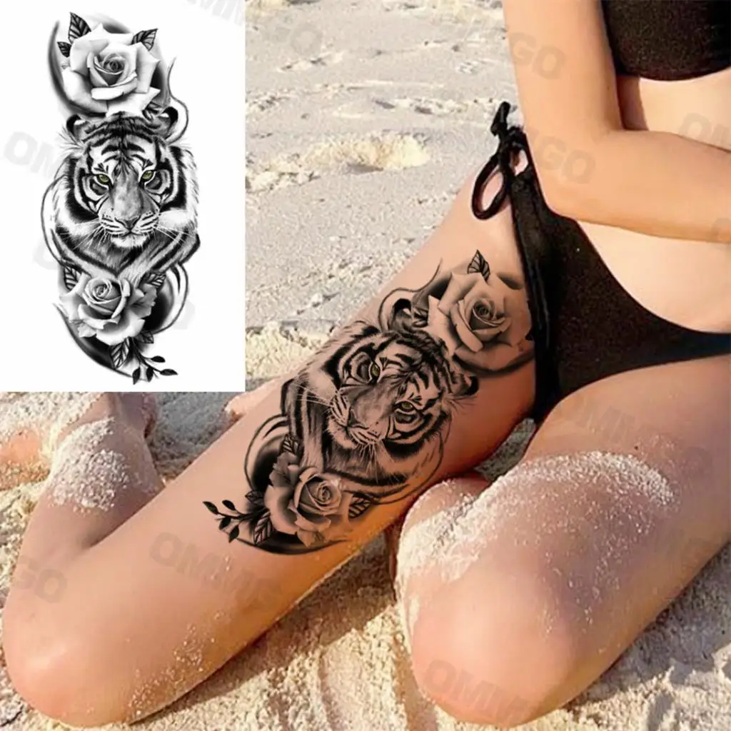 3D Realistic Rose Flower Tiger Thigh Temporary Tattoos For Women Adult Wolf Lion Crown Fake Tattoo Body Art Painting Tatoo Paper
3D Realistic Rose Flower Tiger Thigh Temporary Tattoos For Women Adult Wolf Lion Crown Fake Tattoo Body Art Painting Tatoo Paper