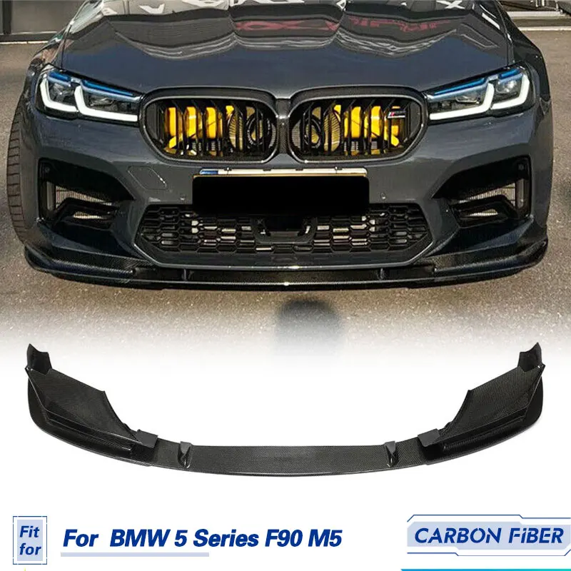 

Автомобильный передний бампер, спойлер из углеродного волокна для BMW 5 серии F90 M5 седан 2021 2022 гоночный передний бампер, фартук для подбородка, разветвители, комплект кузова