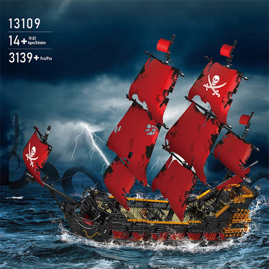 Mould King 13109 Giant Sailboat Series 3139pcs Red Queen Pirate Ship Building Blocks MOC Bricks Construction Toys Christmas Gift
Mould King 13109 Giant Sailboat Series 3139pcs Red Queen Pirate Ship Building Blocks MOC Bricks Construction Toys Christmas Gift