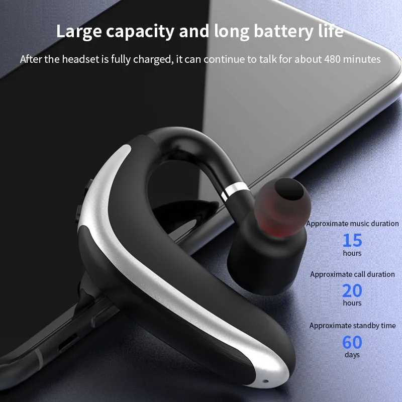 Single Ear Bluetooth 5.0 Headset With Mic Car Business Wireless Headphone Ear Hook In-Ear Earbuds Nosie Reduction Clear Call
Single Ear Bluetooth 5.0 Headset With Mic Car Business Wireless Headphone Ear Hook In-Ear Earbuds Nosie Reduction Clear Call