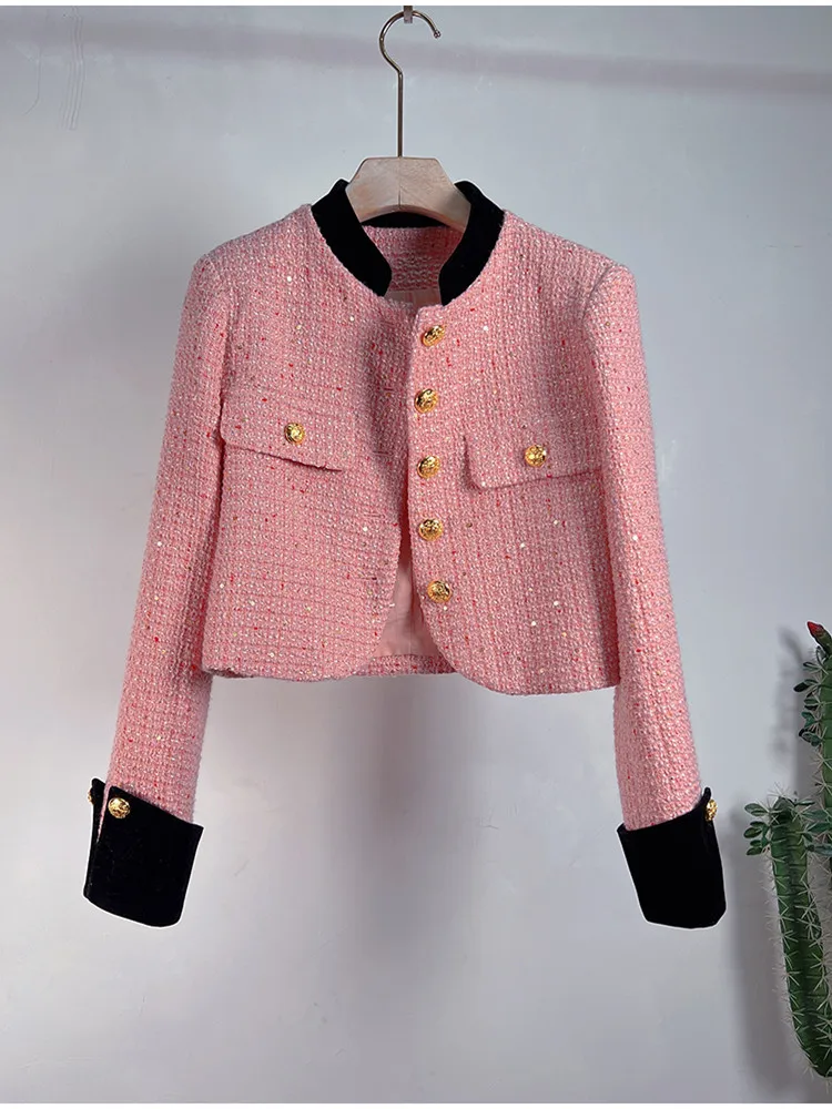 DALMAZZO Spring Designer Tweed Woolen Small Fragrance Slim Short Jacket Coat Women Stand Neck Single Breasted Outerwear Female
DALMAZZO Spring Designer Tweed Woolen Small Fragrance Slim Short Jacket Coat Women Stand Neck Single Breasted Outerwear Female