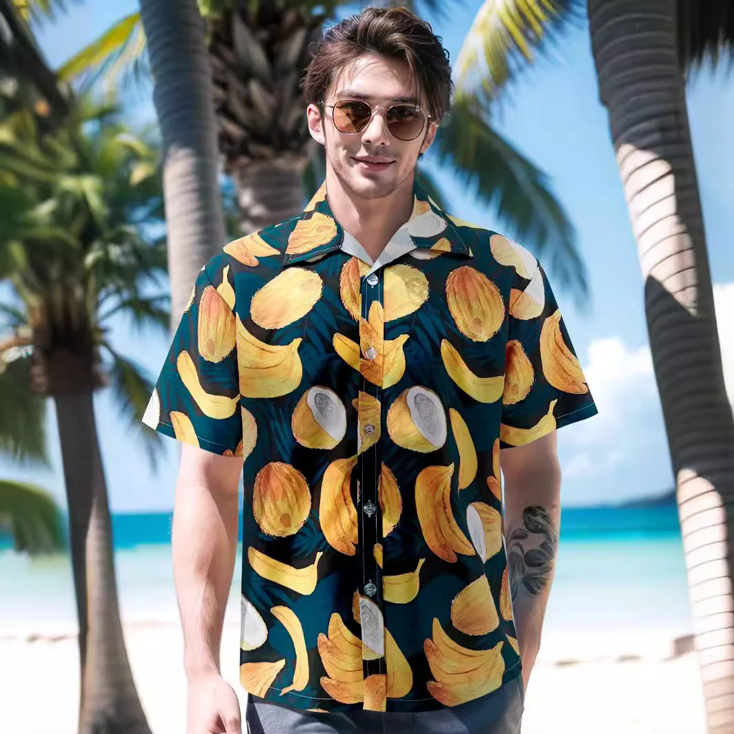 2024 New Hawaiian Fruit Print Shirt Men's Short Sleeve Beach Resort Loose Shirts
2024 New Hawaiian Fruit Print Shirt Men's Short Sleeve Beach Resort Loose Shirts