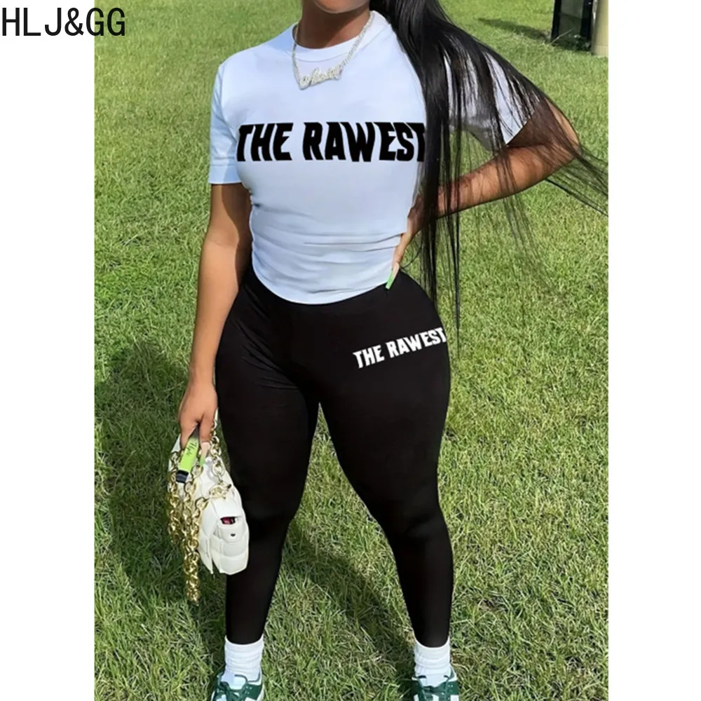HLJ&GG Casual Letter Printing Jogger Pants Tracksuits Women Round Neck Short Sleeve Tshirt + Skinny Pants Two Piece Sets Outfits
HLJ&GG Casual Letter Printing Jogger Pants Tracksuits Women Round Neck Short Sleeve Tshirt + Skinny Pants Two Piece Sets Outfits
