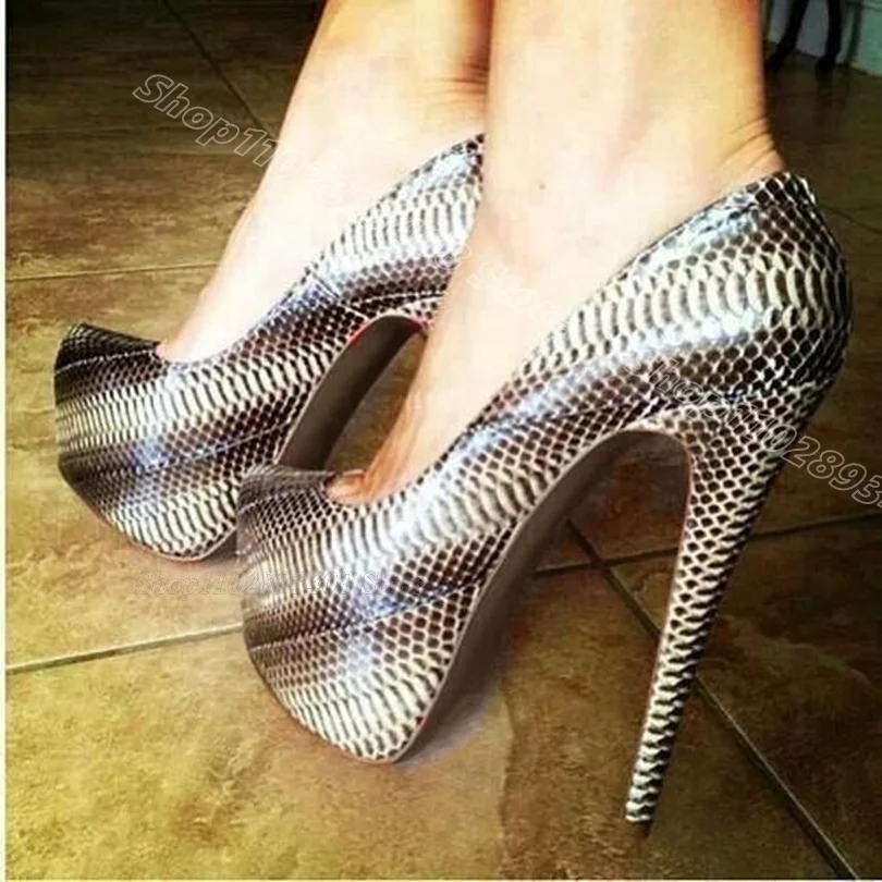 

Snakeskin Platform Stiletto Sexy Pumps Shallow High Heels British Style Spring Casual Party Women Shoes Zapatos Para Mujere