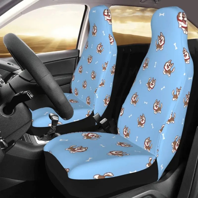 

Cute Brown Siberian Husky Dog Cartoon Pattern Cover Waterproof Women Lovely Animal Car Seat Covers Polyester Fishing