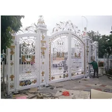 Outdoor Large Luxury Double Door Gates Wrought Iron Gate house garden security grill design sliding swing gate driveway gate