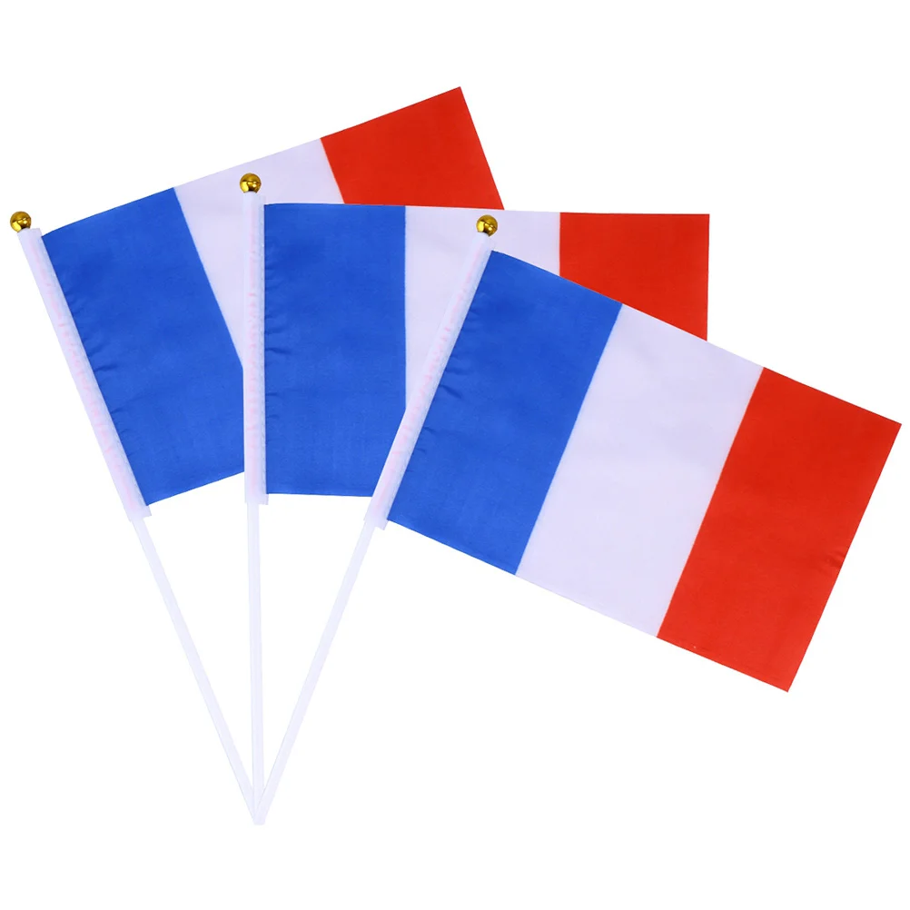 20pcs France Hand Held Flags Mini French National Country Hand Flag 14x21cm (Gold Ball White Stick)
20pcs France Hand Held Flags Mini French National Country Hand Flag 14x21cm (Gold Ball White Stick)