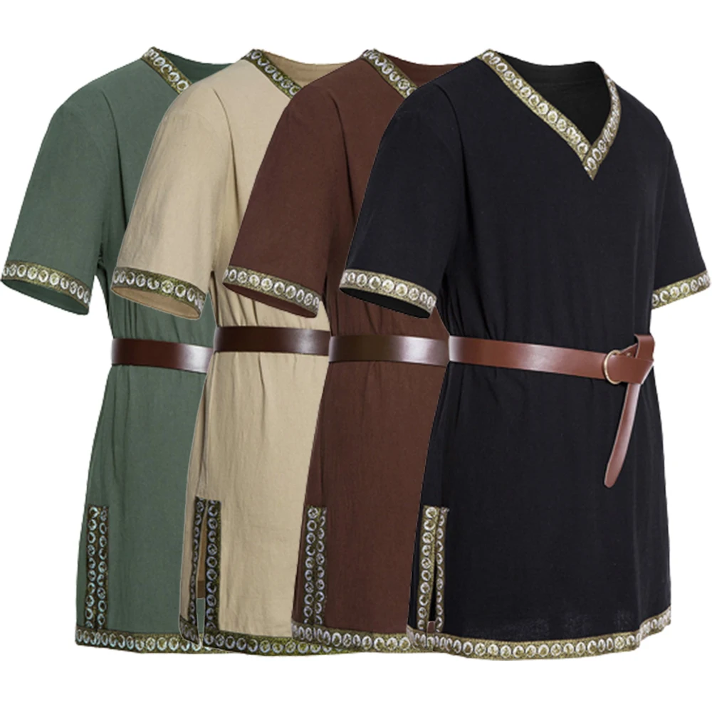 Men Medieval Costume Viking Pirate Cosplay Costumes Vintage Men's Clothing Short Sleeve Shirts V Neck Knight Warrior Tunic Tops
Men Medieval Costume Viking Pirate Cosplay Costumes Vintage Men's Clothing Short Sleeve Shirts V Neck Knight Warrior Tunic Tops