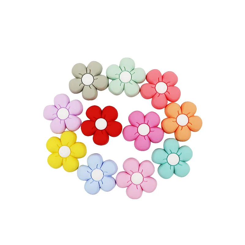 

10pcs Flower Baby Silicone Focal Beads BPA Free Teether Beads Teething Chew Toys DIY Pacifier Chain Jewelry Bracelet Accessories