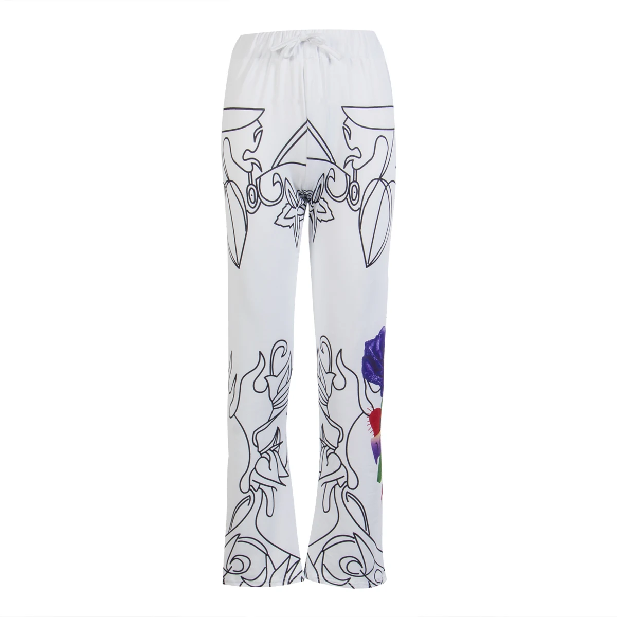 Women's Fashion Casual Flower Print Wide-leg Pants with Personalized Skull rose High-waist Drawstring Trousers
Women's Fashion Casual Flower Print Wide-leg Pants with Personalized Skull rose High-waist Drawstring Trousers