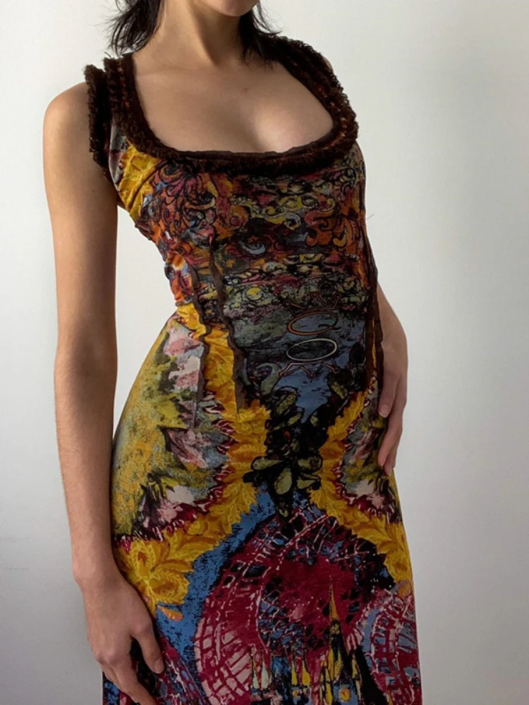 Medieval Geometric Splice Sexy Low Neck Slim Dresses Hollow Out Backless Tie Dye Print Vintage Sleeveless Tank Bodycon Dress
Medieval Geometric Splice Sexy Low Neck Slim Dresses Hollow Out Backless Tie Dye Print Vintage Sleeveless Tank Bodycon Dress