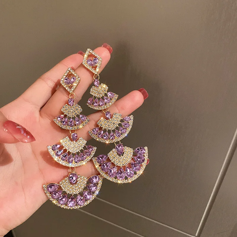 Purple 925 silver needle set Fan shape earrings female long exaggerated Jewelry For Women Fashion Accessories Gifts
Purple 925 silver needle set Fan shape earrings female long exaggerated Jewelry For Women Fashion Accessories Gifts
