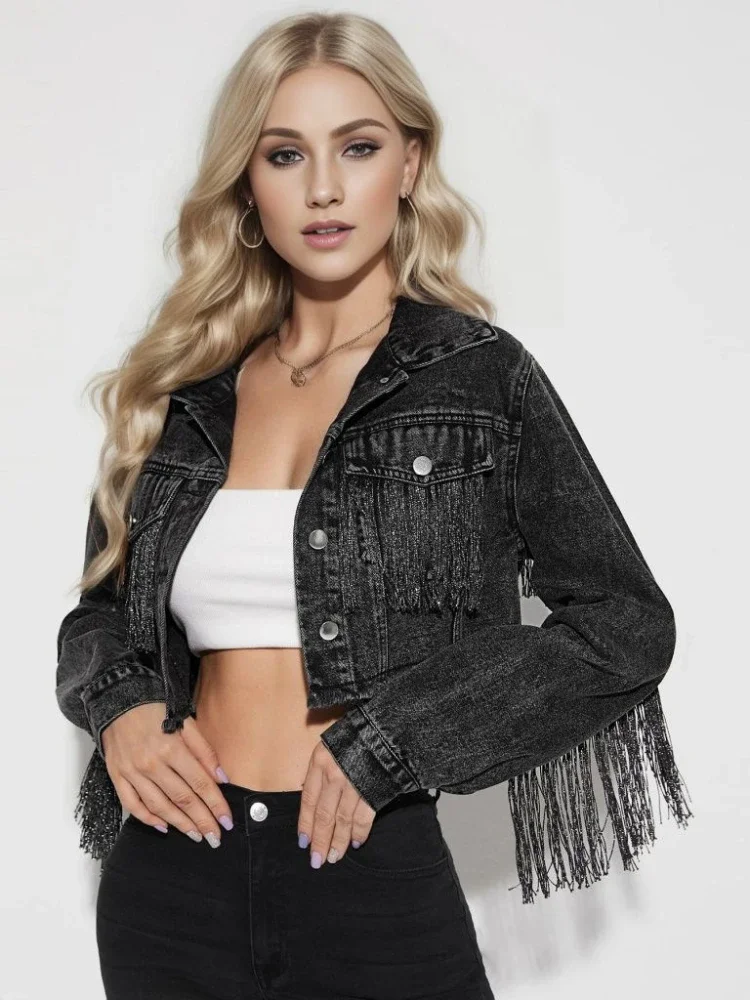 Spring Women Streetwear Denim Jacket Casual Elegant Long Sleeve Polo Collar Fashion Loose Button Dark Blue Coats
Spring Women Streetwear Denim Jacket Casual Elegant Long Sleeve Polo Collar Fashion Loose Button Dark Blue Coats