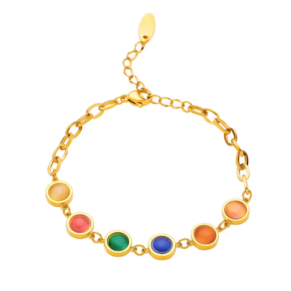 New Colored Circular Stone Bracelet Stainless Steel Vintage Geometry Bangle For Women Anniversary Fashion Charms Jewelry Gifts
New Colored Circular Stone Bracelet Stainless Steel Vintage Geometry Bangle For Women Anniversary Fashion Charms Jewelry Gifts