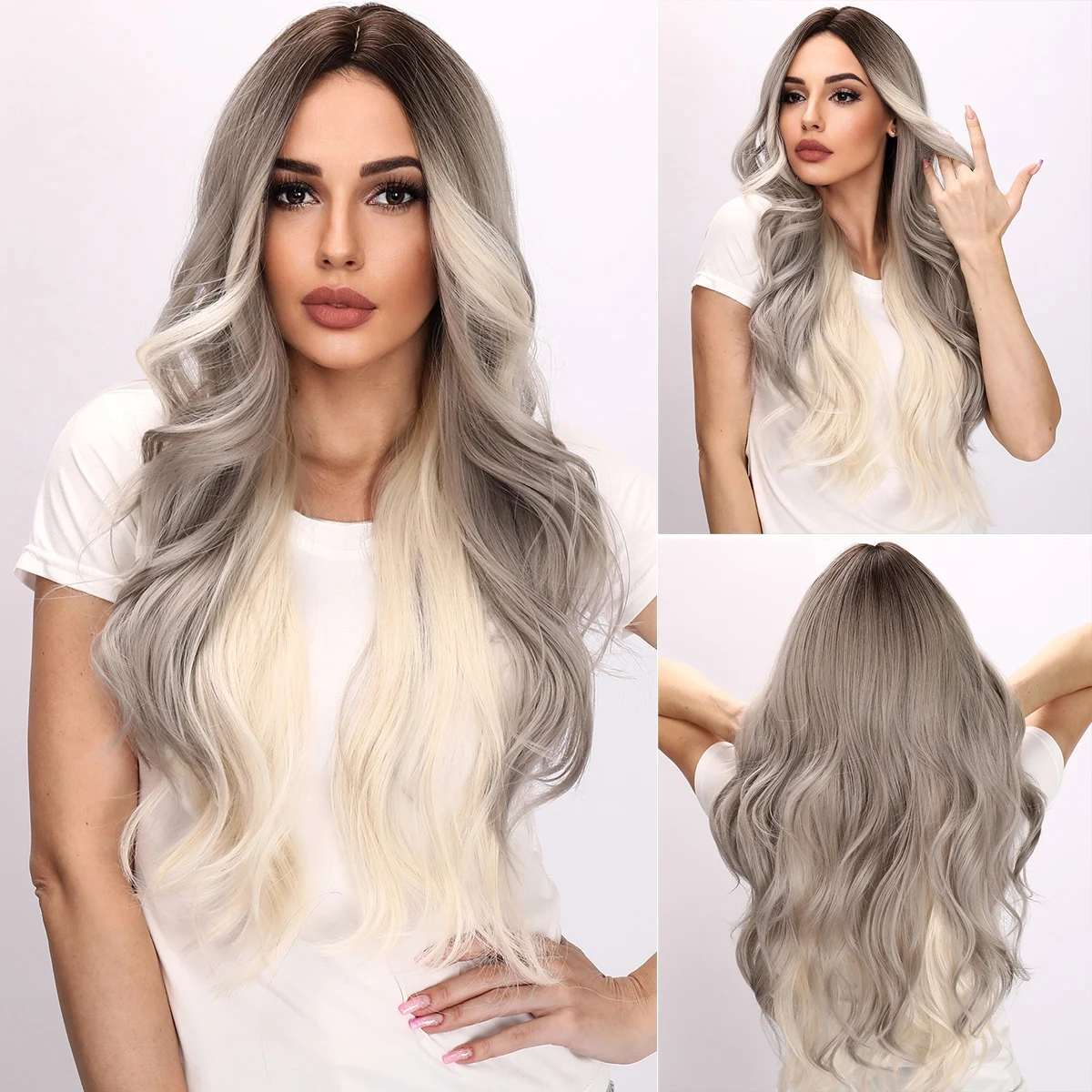 Smilco Omber Fashion Grey Long Straight Synthetic Wigs With Bangs For Women Daily Cosplay High Temperature Natural Fake Hair
Smilco Omber Fashion Grey Long Straight Synthetic Wigs With Bangs For Women Daily Cosplay High Temperature Natural Fake Hair
