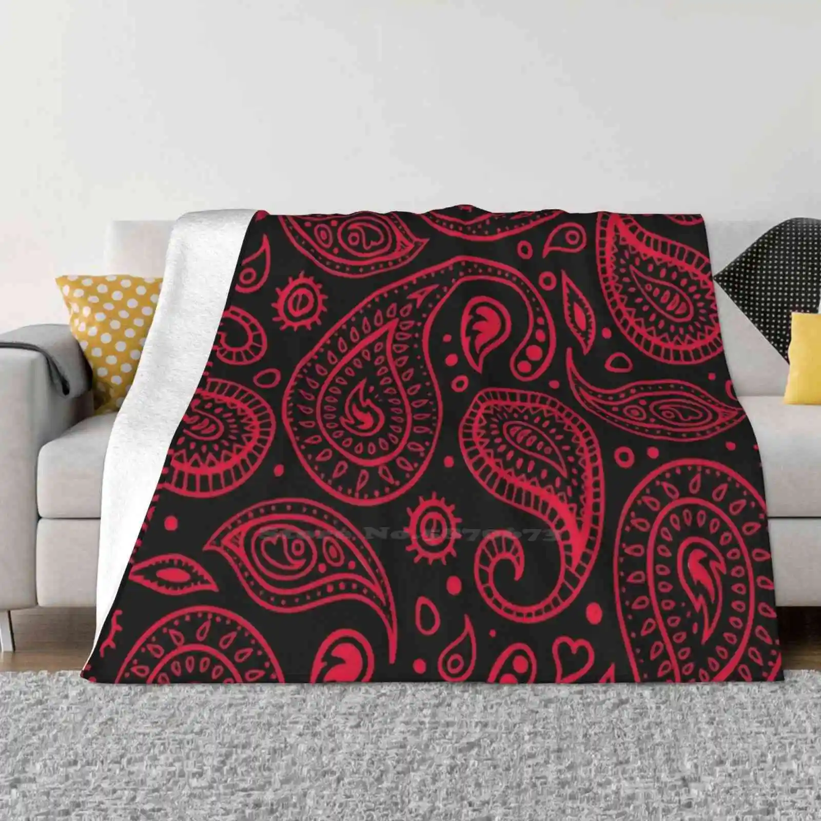 

Red And Black Paisley Pattern Print New Selling Custom Print Flannel Soft Blanket Red And Black Paisley Designs Pattern Figures