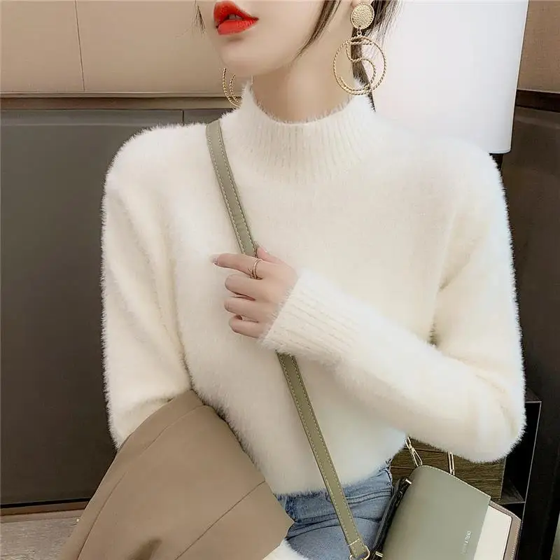 2023 Autumn Winter Women New Half High Collar Pullovers Female Solid Color Knitted Tops Ladies Long Sleeve Sweater Tops E440
2023 Autumn Winter Women New Half High Collar Pullovers Female Solid Color Knitted Tops Ladies Long Sleeve Sweater Tops E440