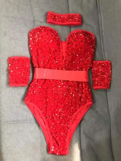 

Nightclub Dj Singer Dancer Stage Show Dancewear Set New Sequins Bodysuit Bar Jazz Pole Dancing Costume For Female Rave Outfits