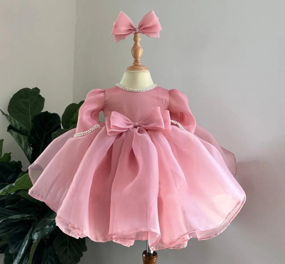 Pink Baby Girl Dress Bow Puffy Dresses with Long Sleeve First Communion Dress Knee Length Flower Girl Dresses Kids Gift
Pink Baby Girl Dress Bow Puffy Dresses with Long Sleeve First Communion Dress Knee Length Flower Girl Dresses Kids Gift