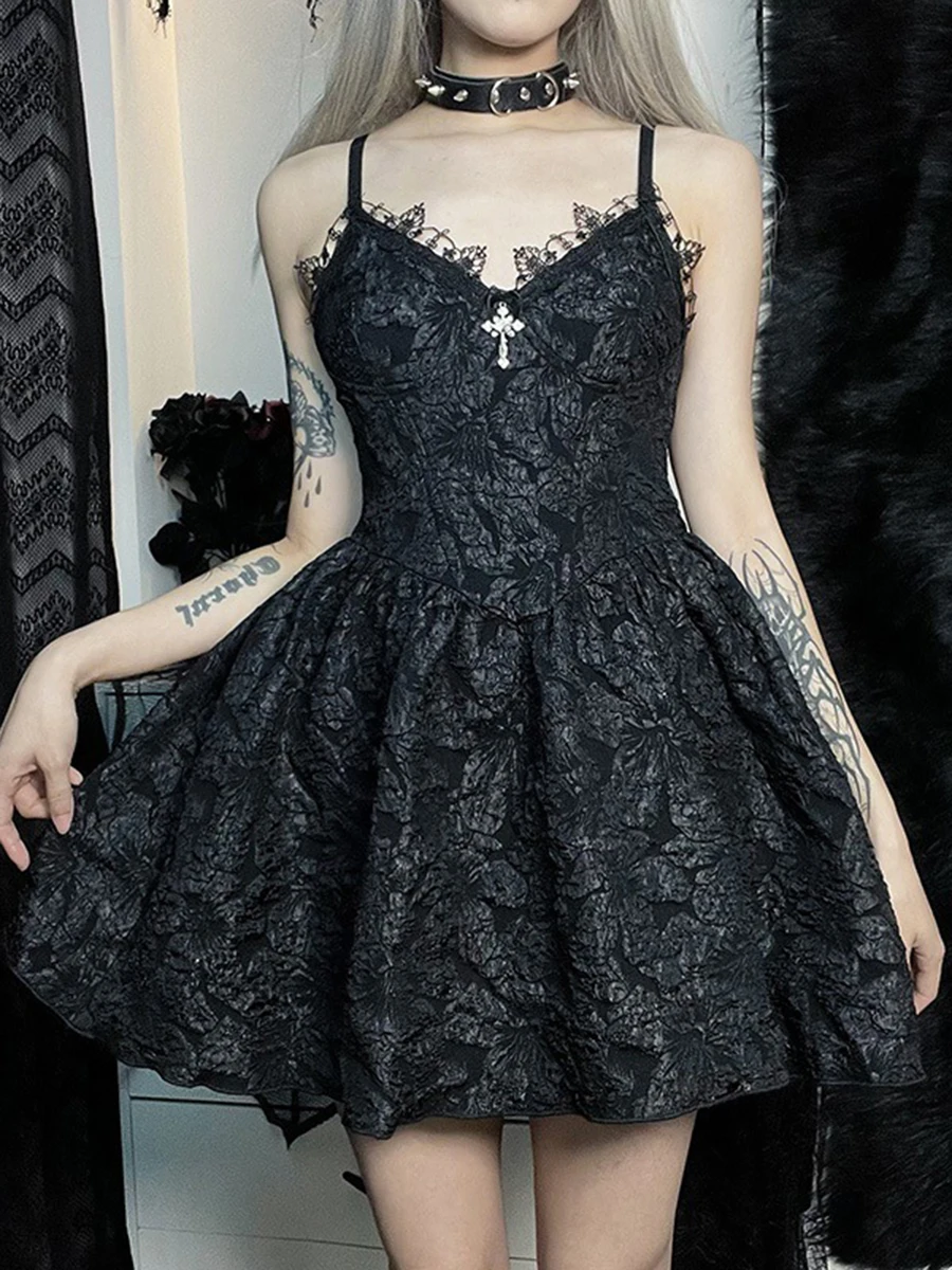 Y2K Women's Halloween Slip Dress E-girls Gothic Spaghetti Strap V-Neck Lace Jacquard Slim Fit A-Line Short Dress Streetwear
Y2K Women's Halloween Slip Dress E-girls Gothic Spaghetti Strap V-Neck Lace Jacquard Slim Fit A-Line Short Dress Streetwear