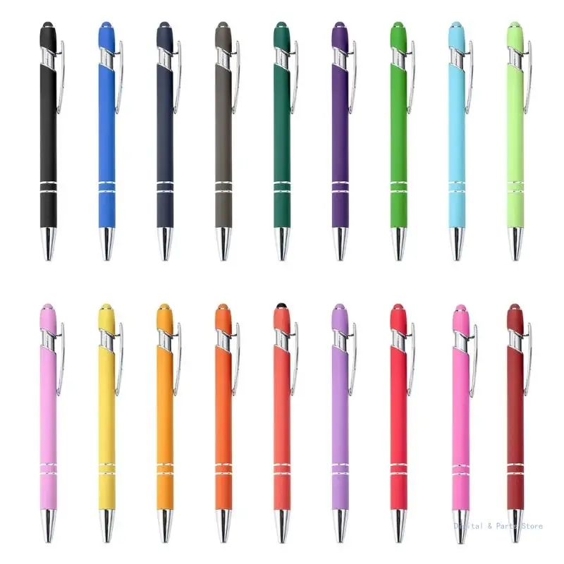 

M17F 6PCS 2-in-1 Retractable Ballpoint Pen with Stylus Tip Business Signing Pen Long Lasting Quick Drying Write Smoothly