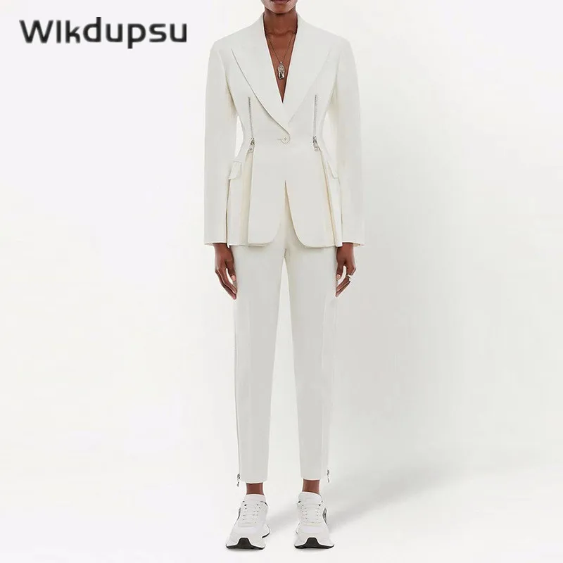 Blazers For Women Modern Elegant Stylish Chic Zipper Designer Runway Pants Suit Two Piece Set Jacket Top Trousers Outfits Female
Blazers For Women Modern Elegant Stylish Chic Zipper Designer Runway Pants Suit Two Piece Set Jacket Top Trousers Outfits Female