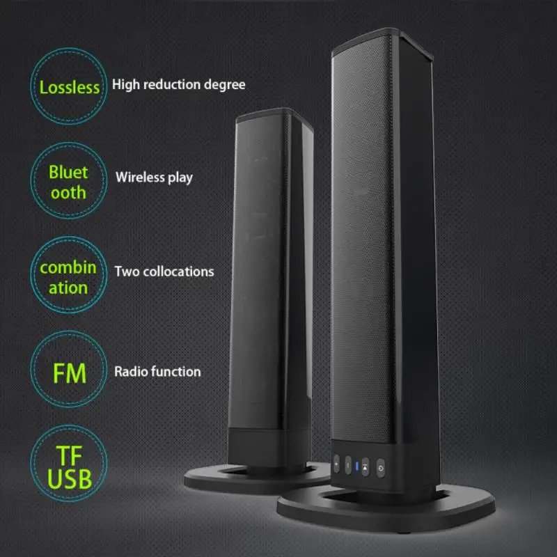 

Soundbar Wireless Speakers Separated Column Home Theater Subwoofer with Fm Radio TF AUX for Computer TV boom box