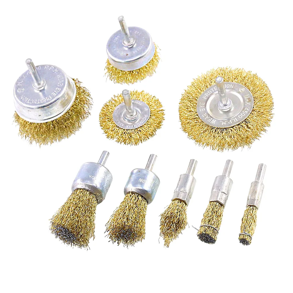 9pcs Wire Brush Wheel Polishing Grinding Rust Burr Removing Steel Wire Brush Cup Wheel Kit
9pcs Wire Brush Wheel Polishing Grinding Rust Burr Removing Steel Wire Brush Cup Wheel Kit