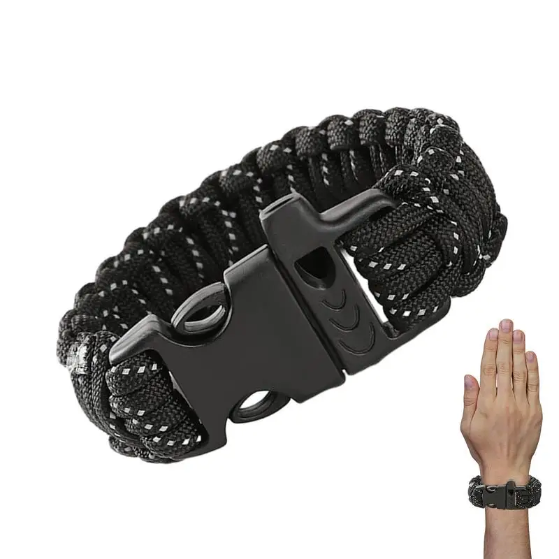 

Paracord Wristband Reflective Nine-Core Paracord Survival Bracelet With Whistle Survival Cord Rope Parachute Rope Braided For