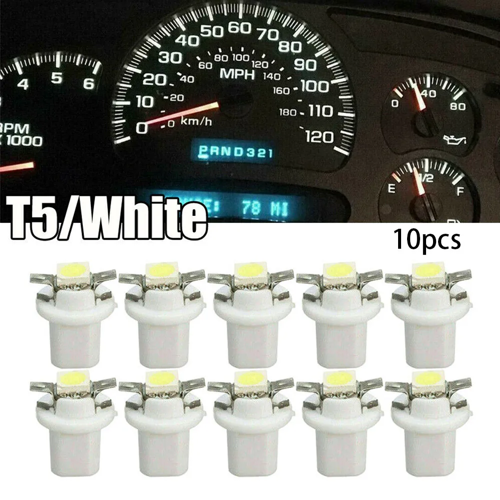 

10Pcs T5 B8.5D 5050 SMD White Car LED Dashboard Dash Lamp Instrument Light Bulbs Indicator Lights Dashboard Lights Accessories