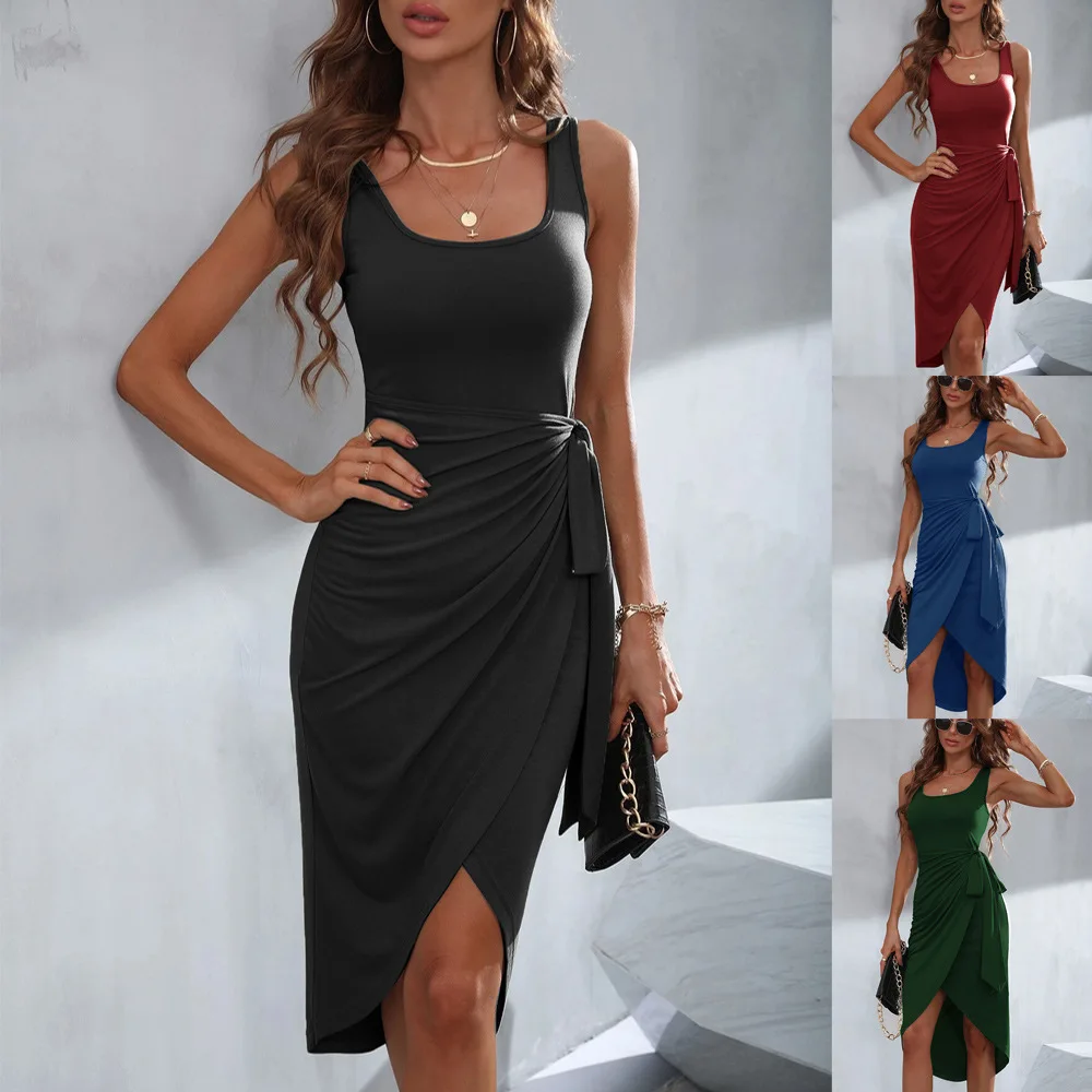 Women's 2024 New Square Collar Strap with Irregular Hem Halter Dress Mid-skirt Evening Dresses Beach Summer Dress Women
Women's 2024 New Square Collar Strap with Irregular Hem Halter Dress Mid-skirt Evening Dresses Beach Summer Dress Women