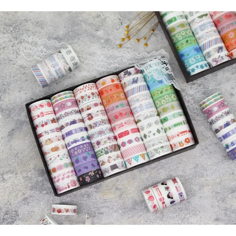 

Customized productshigh quality 15mm * 60rolls per set washi tape custom printing master roll masking tapes