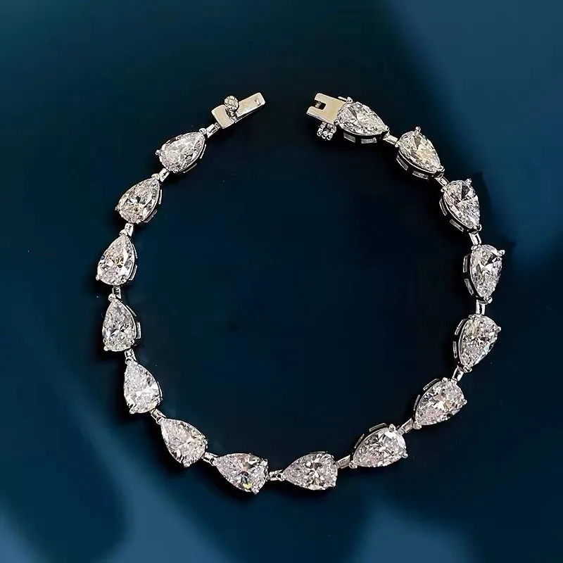 100% 925 Sterling Silver Water Drop Cut Simulated Moissanite Diamond Charm Bracelets Women Wedding Jewelry Gift
100% 925 Sterling Silver Water Drop Cut Simulated Moissanite Diamond Charm Bracelets Women Wedding Jewelry Gift