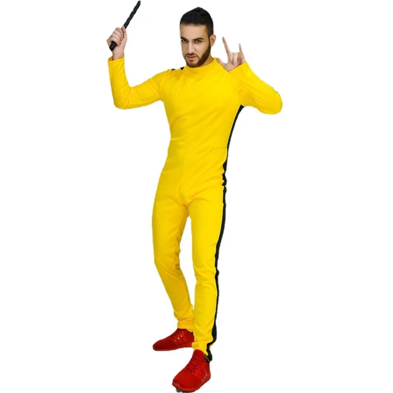 

Unisex Adult Men Kung Fu Fighting Cosplay Women Halloween Bruce Lee Costumes Carnival Purim Stage Role Play Showing Party Dress