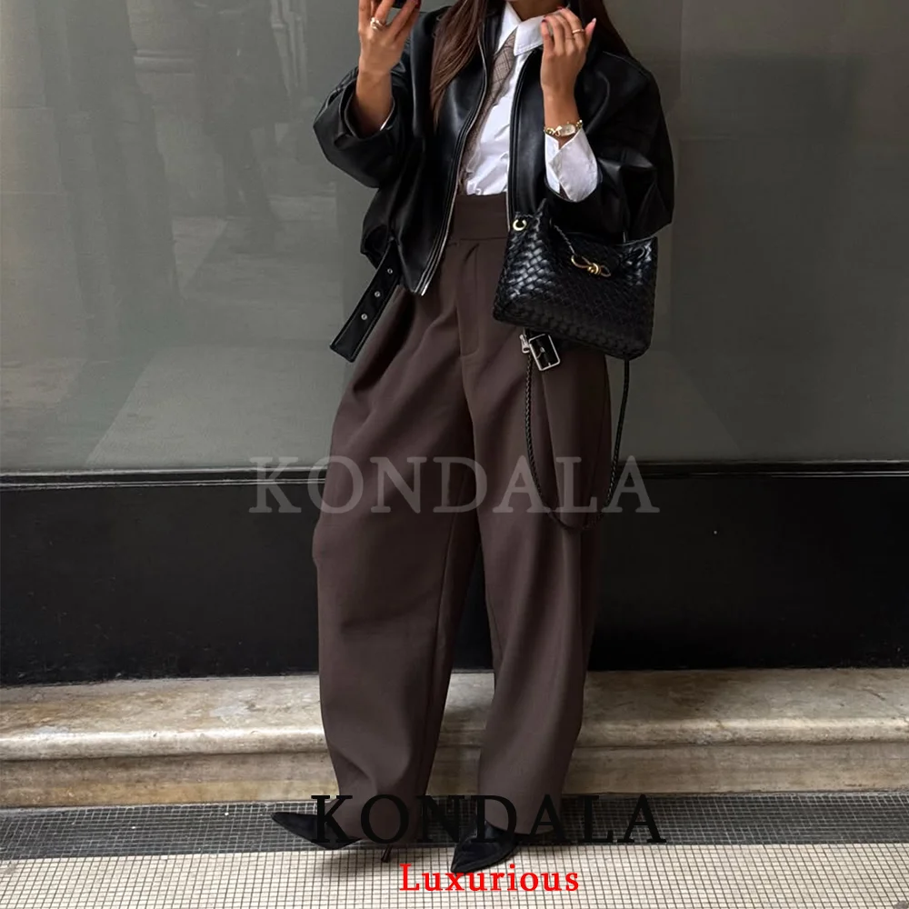 KONDALA Casual Loose Pleated Long Pants Women Wide Leg Pockets High Waist Straight Pants Fashion 2026 Spring Summer Women Pants 17 Sd1ae775dda3a4431af28b99b72a8cd93P