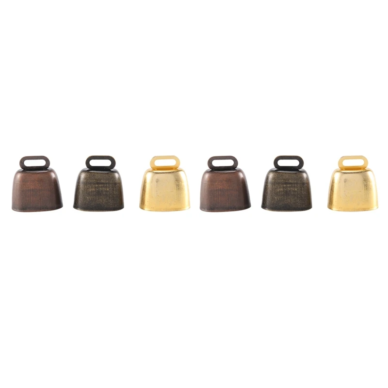 

6 Pieces Cow Horse Sheep Grazing Small Brass Bells Cowbell Retro Bell For Grazing Copper(Green Bronze, Red Bronze, Gold)