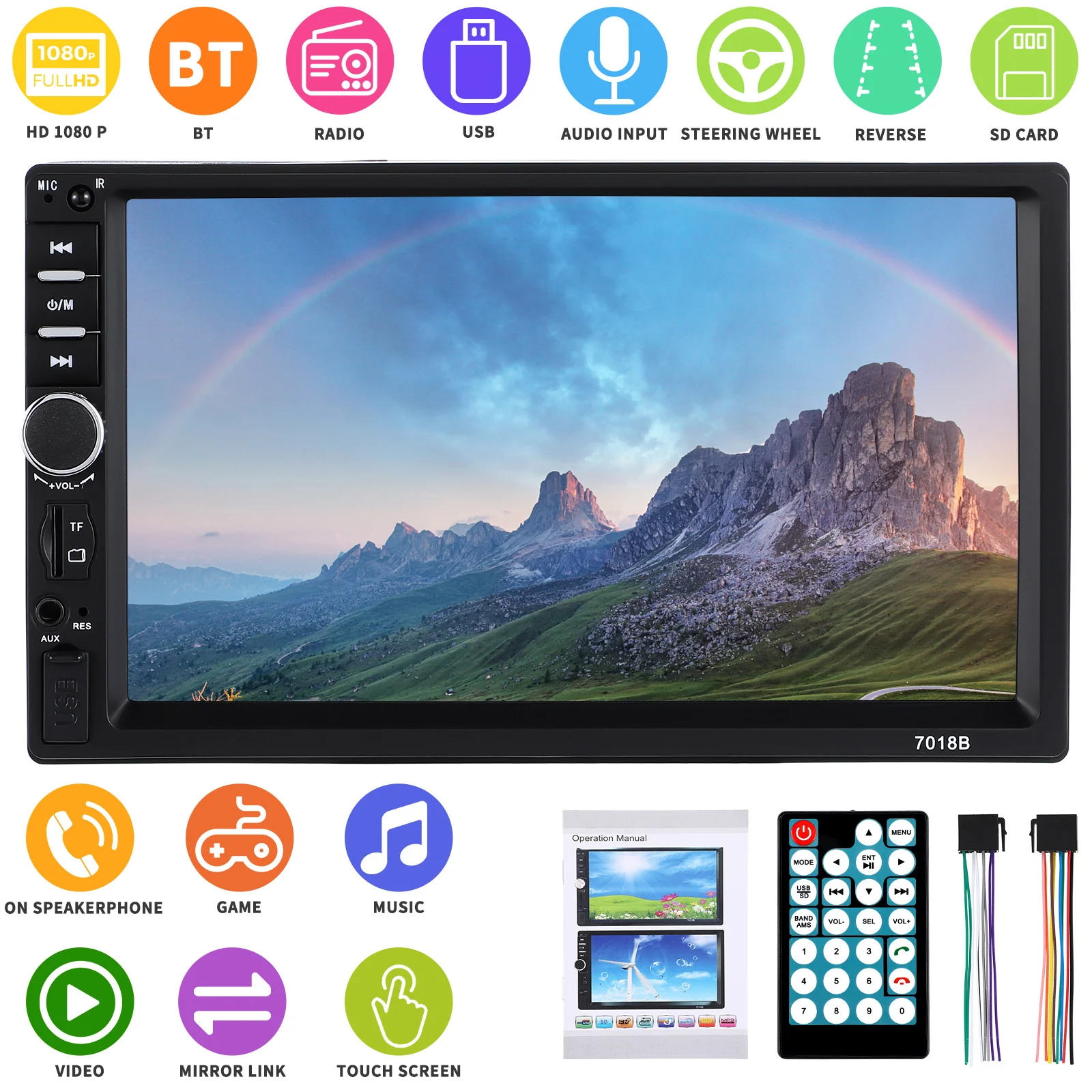 

7 Inch Car Mp5 Player Touch Screen Video And Audio Player For Car Number Auto Plastic Double Din Stereo Video and Audio for Fm