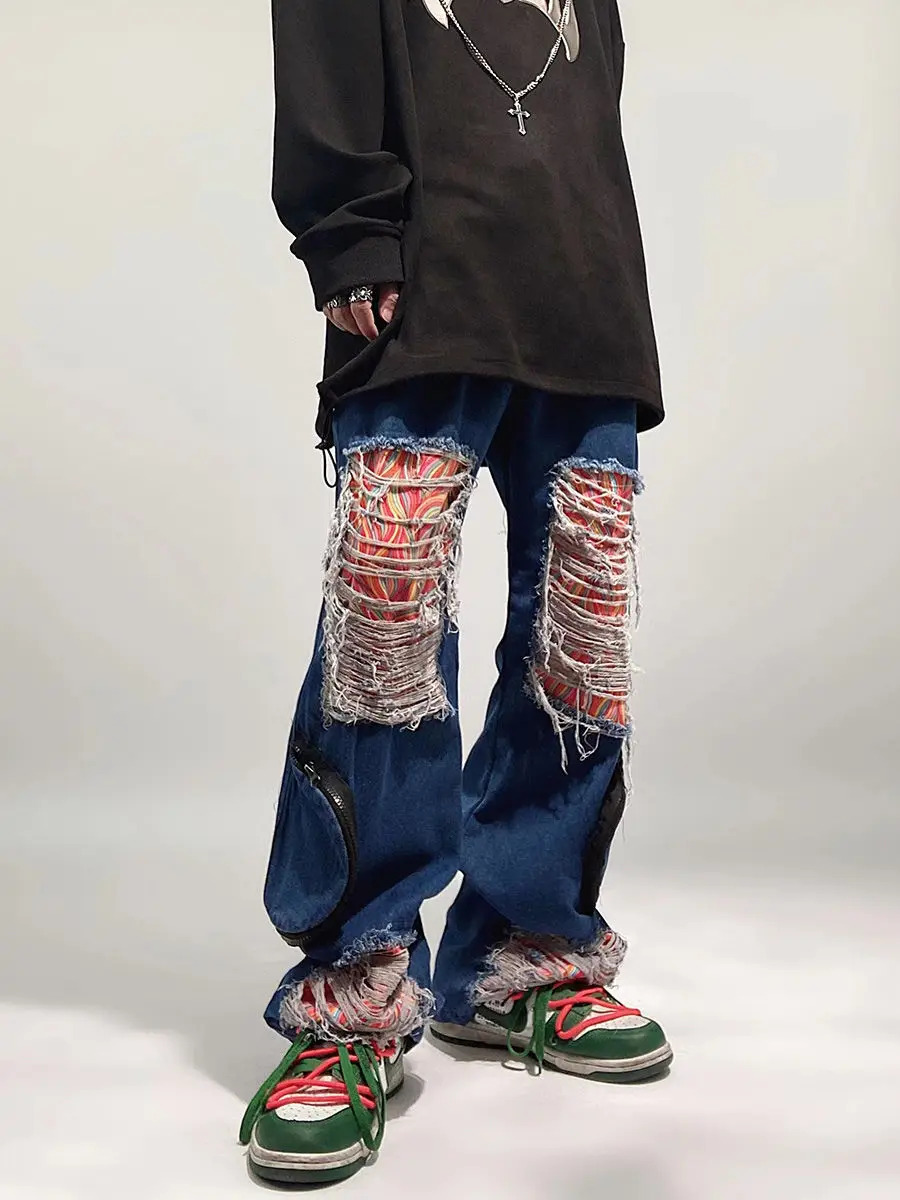 High Street Trousers Hip Hop Pants Loose Plus Size Hole & Patch Jeans Straight Mopping Pants Fashion Mid Waist Men's Clothing
High Street Trousers Hip Hop Pants Loose Plus Size Hole & Patch Jeans Straight Mopping Pants Fashion Mid Waist Men's Clothing