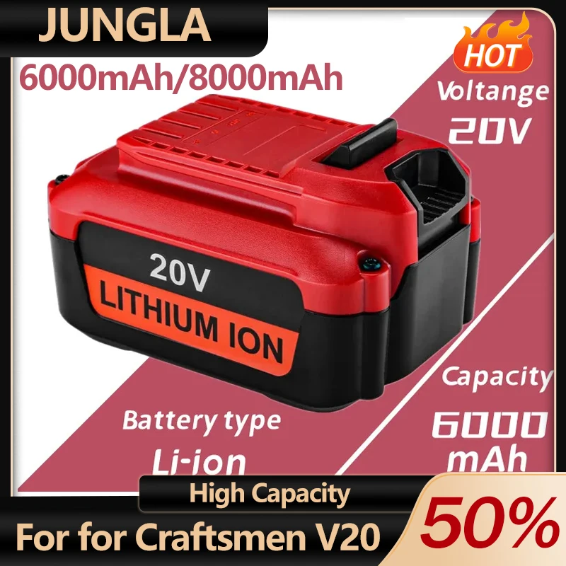 For Craftsmen V20 8000mAh 20V Lithium Ion Battery Lithium Ion Battery CMCB202 CMCB202-2CMCB204 CMCB204-2 Craftsmen V20 Battery 
For Craftsmen V20 8000mAh 20V Lithium Ion Battery Lithium Ion Battery CMCB202 CMCB202-2CMCB204 CMCB204-2 Craftsmen V20 Battery