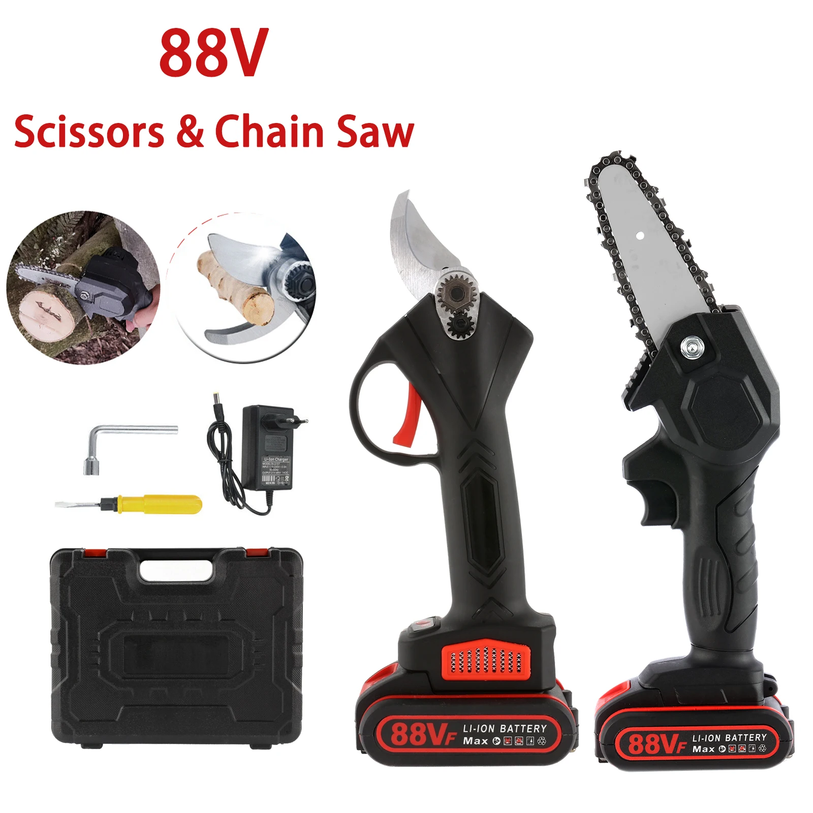 88VF 30mm Pruning Shears Pruner Branch 4 Inch Mini Electric Chain Saw Woodworking Tool With Battery Garden Tree Bonsai Cutter
88VF 30mm Pruning Shears Pruner Branch 4 Inch Mini Electric Chain Saw Woodworking Tool With Battery Garden Tree Bonsai Cutter