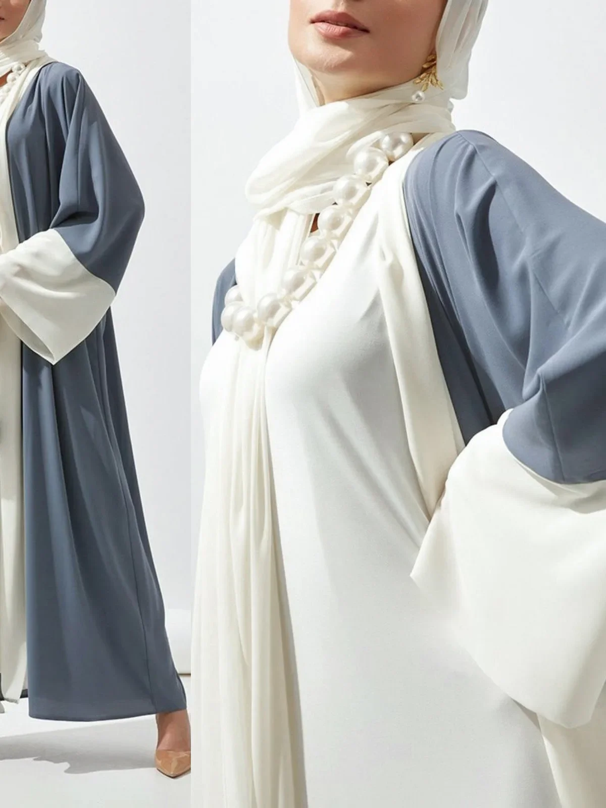 Woman Muslim Mid Length Dubai Abaya Clothing Sun Protection Spliced Cardigan Robe Long Dubai Costume
Woman Muslim Mid Length Dubai Abaya Clothing Sun Protection Spliced Cardigan Robe Long Dubai Costume